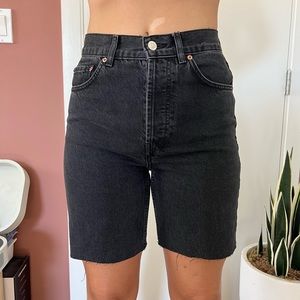 ASOS Black Denim cut midi shorts